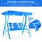 Costway Kids Patio Swing Chair Children Porch Bench Canopy 2 Person Yard Furniture blue